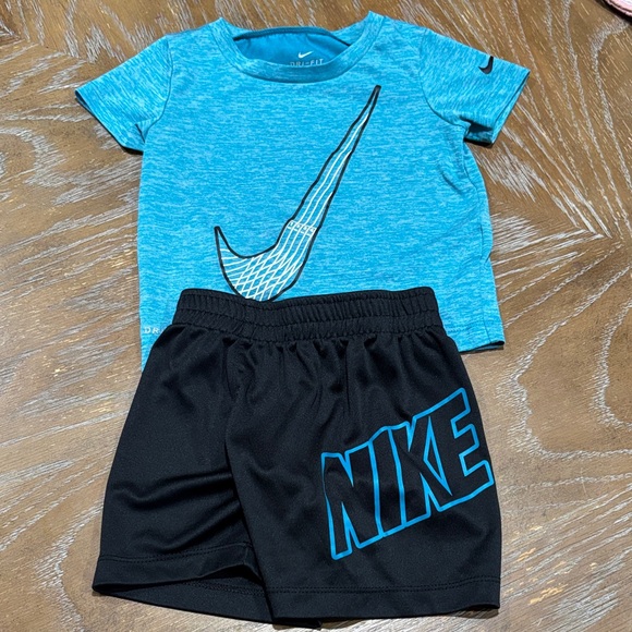 Nike Other - Nike Dri fit Blue Tee and Black Shorts Set 18 months
